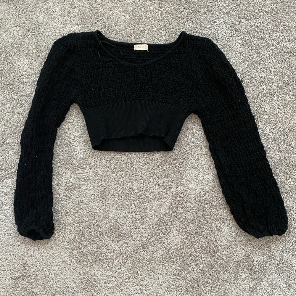 Size L Altr’d State cropped black lacework sweater - Picture 1 of 1